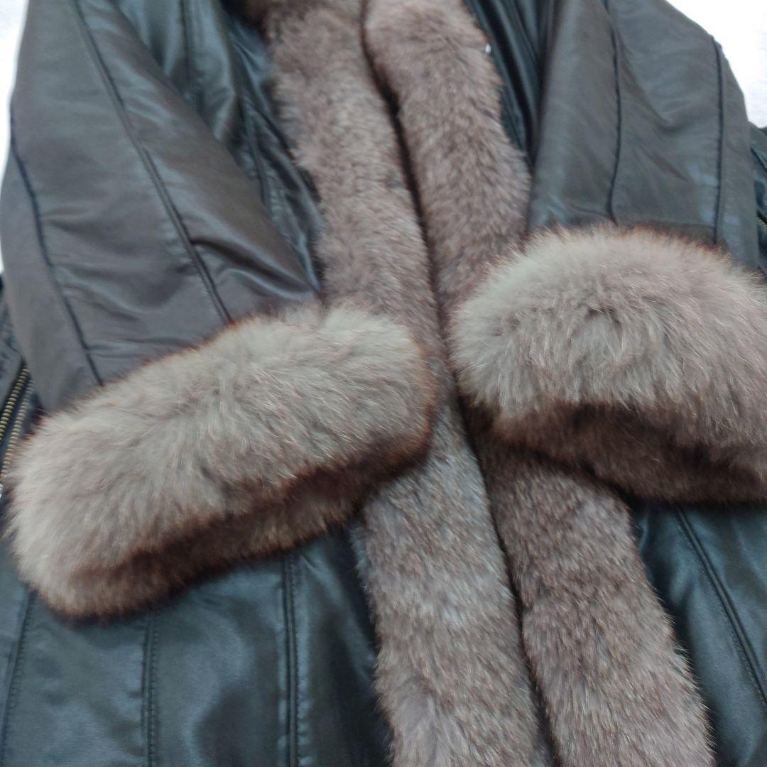 上質装いファーコート　軽量　ブラック　ブルーフォックスファー