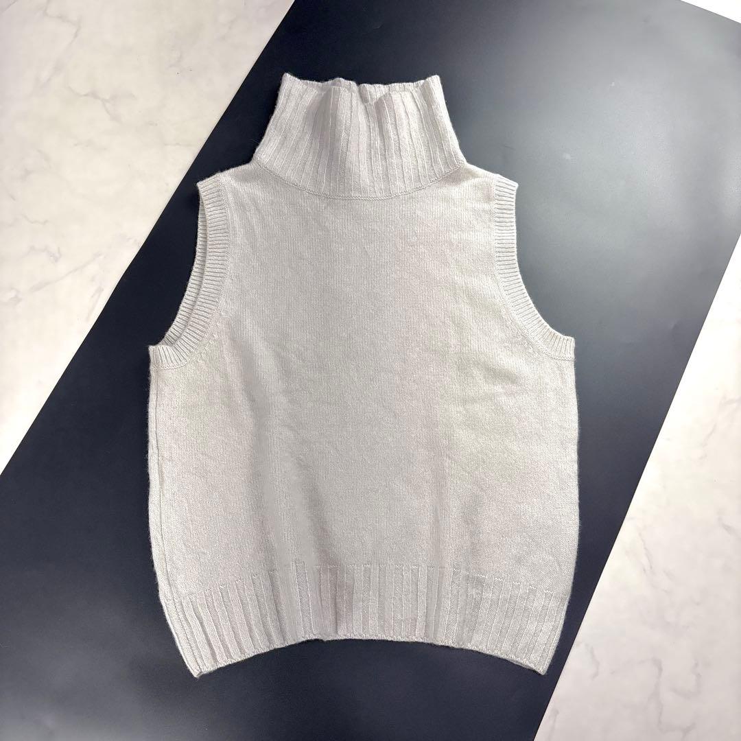 美品✨マーガレットハウエル ロールネック ニットベスト カシミヤ混 ライトグレー