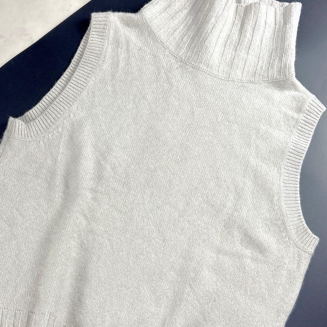 美品✨マーガレットハウエル ロールネック ニットベスト カシミヤ混 ライトグレー