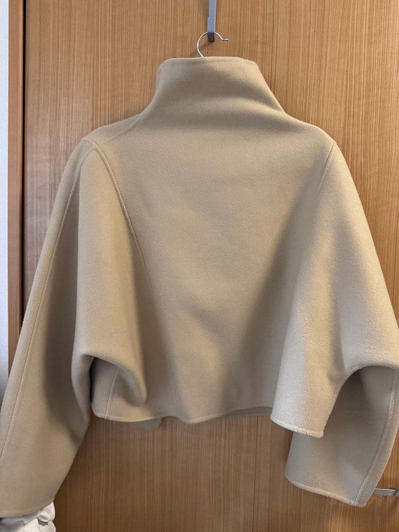 anuansスタンドネックリバーショートコート ベージュ