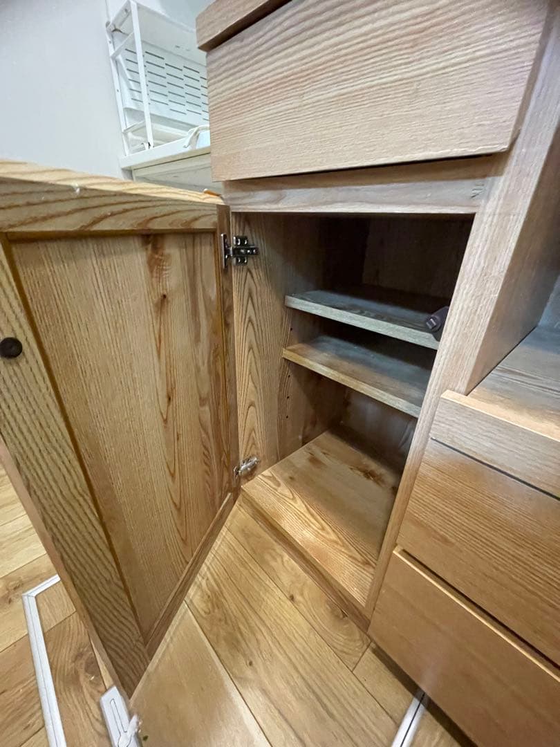 24時間限定価額‼️ナチュラルウッド調 キッチン収納 食器棚　レンジボート