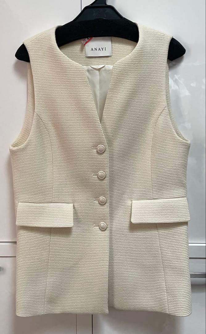 アナイ　ワッフルツイードペプラムジレ