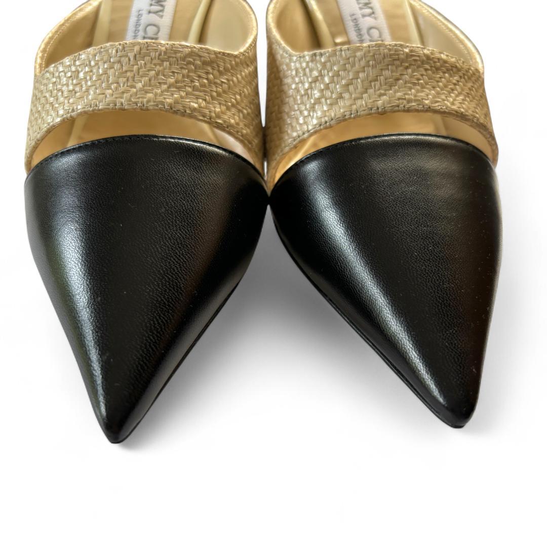 極美品 ジミーチュウ ZALEA 65 ミュール 黒×ベージュ 36 約23cm