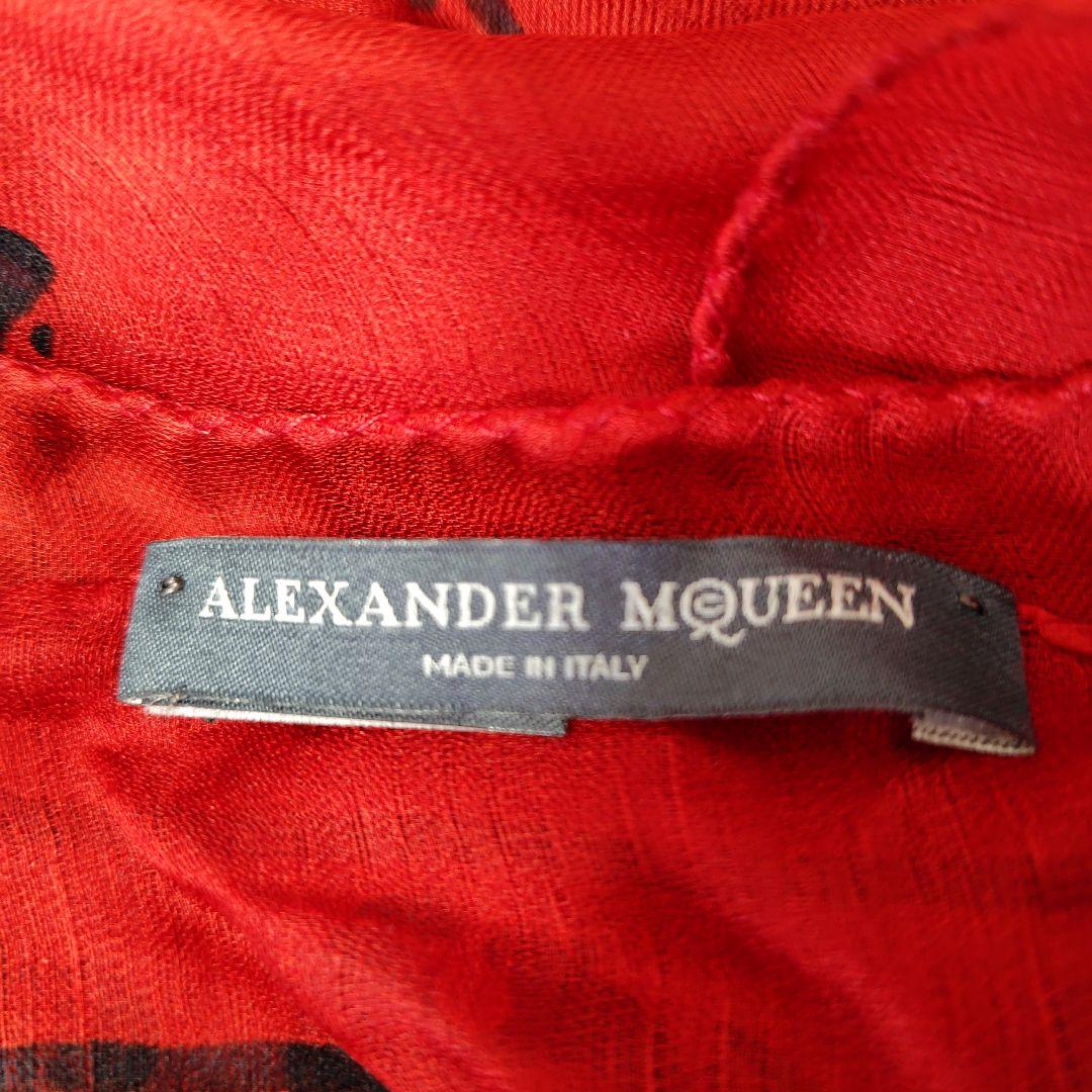 ALEXANDER MCQUEEN 赤 スカル柄 ストール