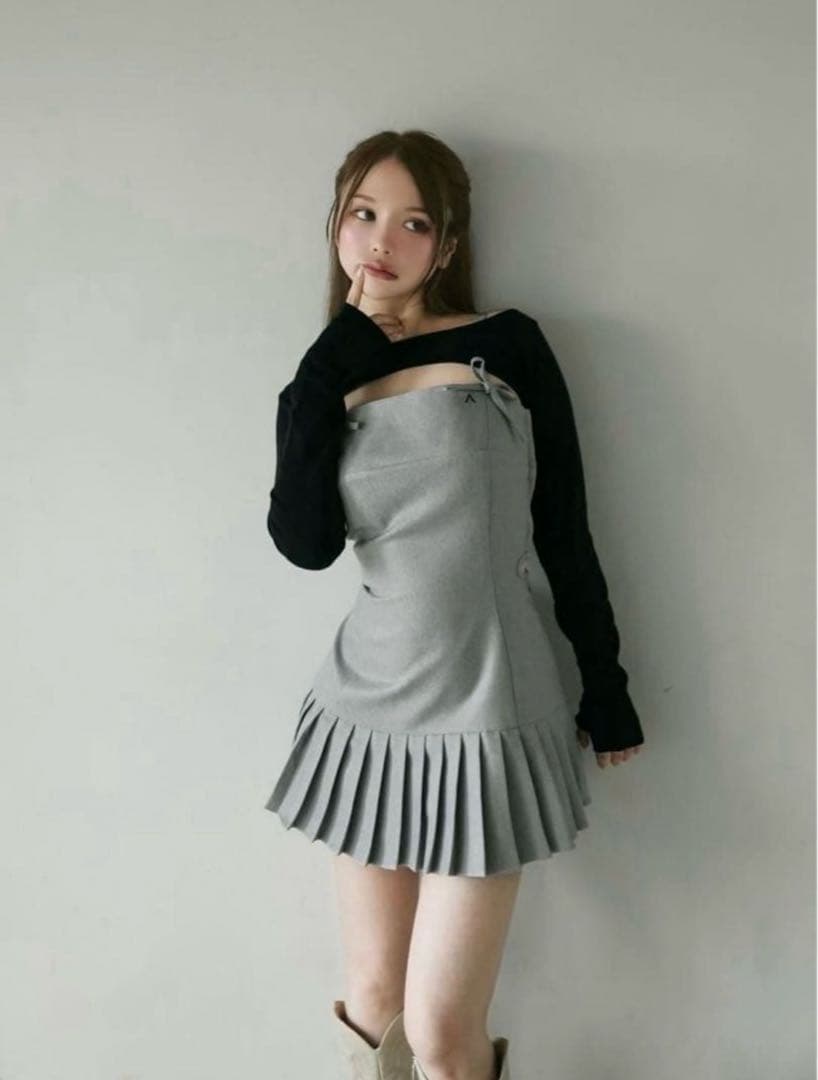 ワンピース andmary Karen knit set mini dress gray S