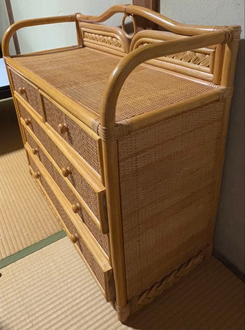 ラタン製 4段チェスト タンス 収納 家具