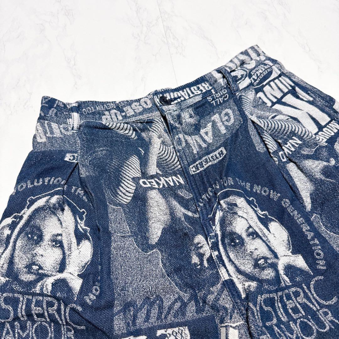 美品✨ヒステリックグラマー　ゆったり　ジャガードパンツ　総柄　ブルー