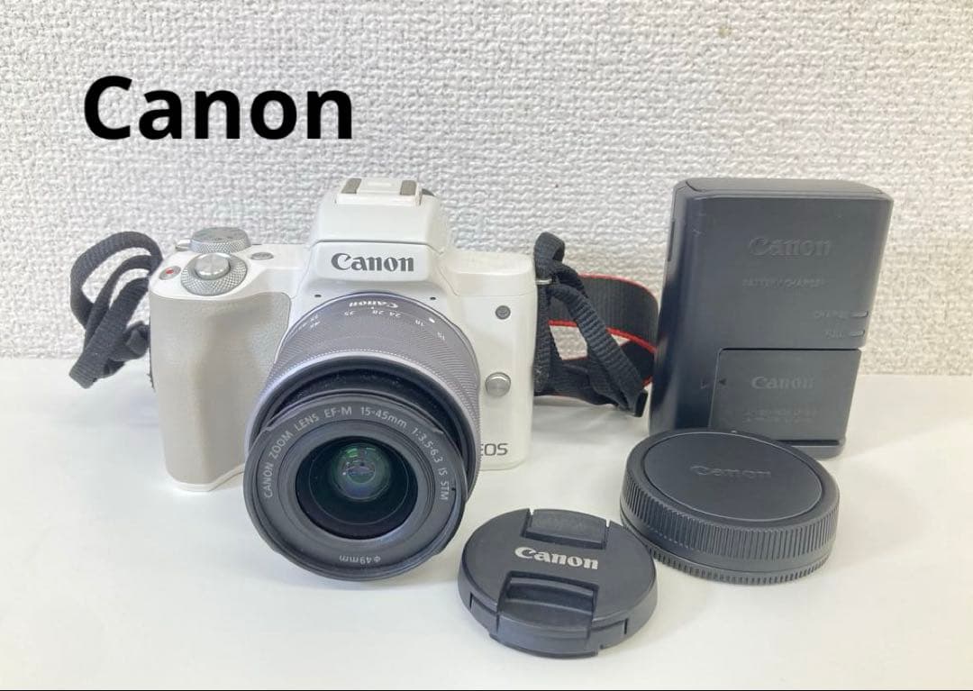 Canon キャノン EOS Kiss M ホワイトミラーレス一眼カメラ