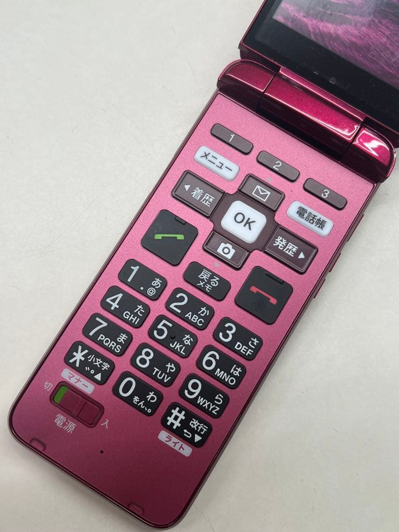 W5J605◆ かんたんケータイ ライト SIMフリー KYF43 ワインレッド
