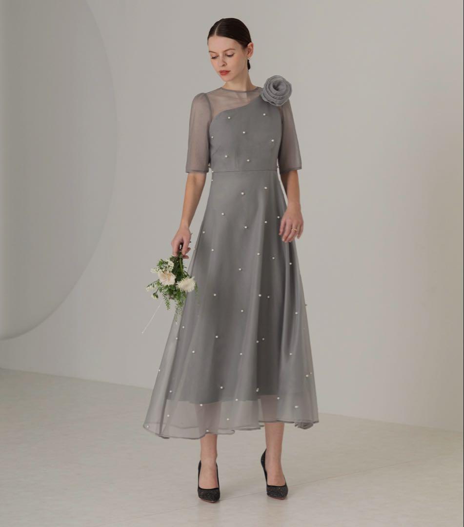 leja オケージョンドレス　グレー　ブルー　水色　パール
