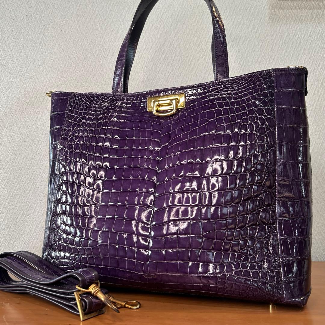 パープル クロコダイル　バッグ