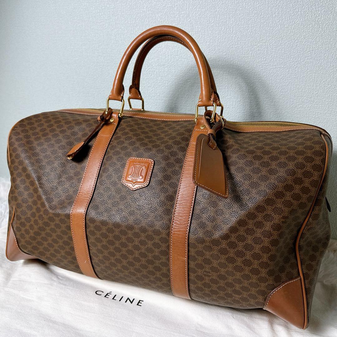 美品✨セリーヌ ボストンバック 大容量 マカダム柄 トリオンフ 鍵付 ネームタグ