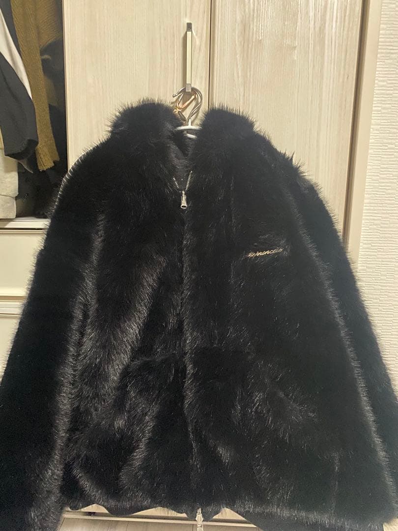 ANDWANG kirakira 2way fur zip up black 黒