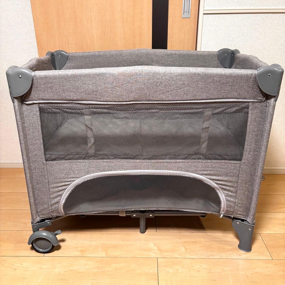 美品✨ プレイヤード ベビーベッド 折りたたみ ベビーサークル　グレー