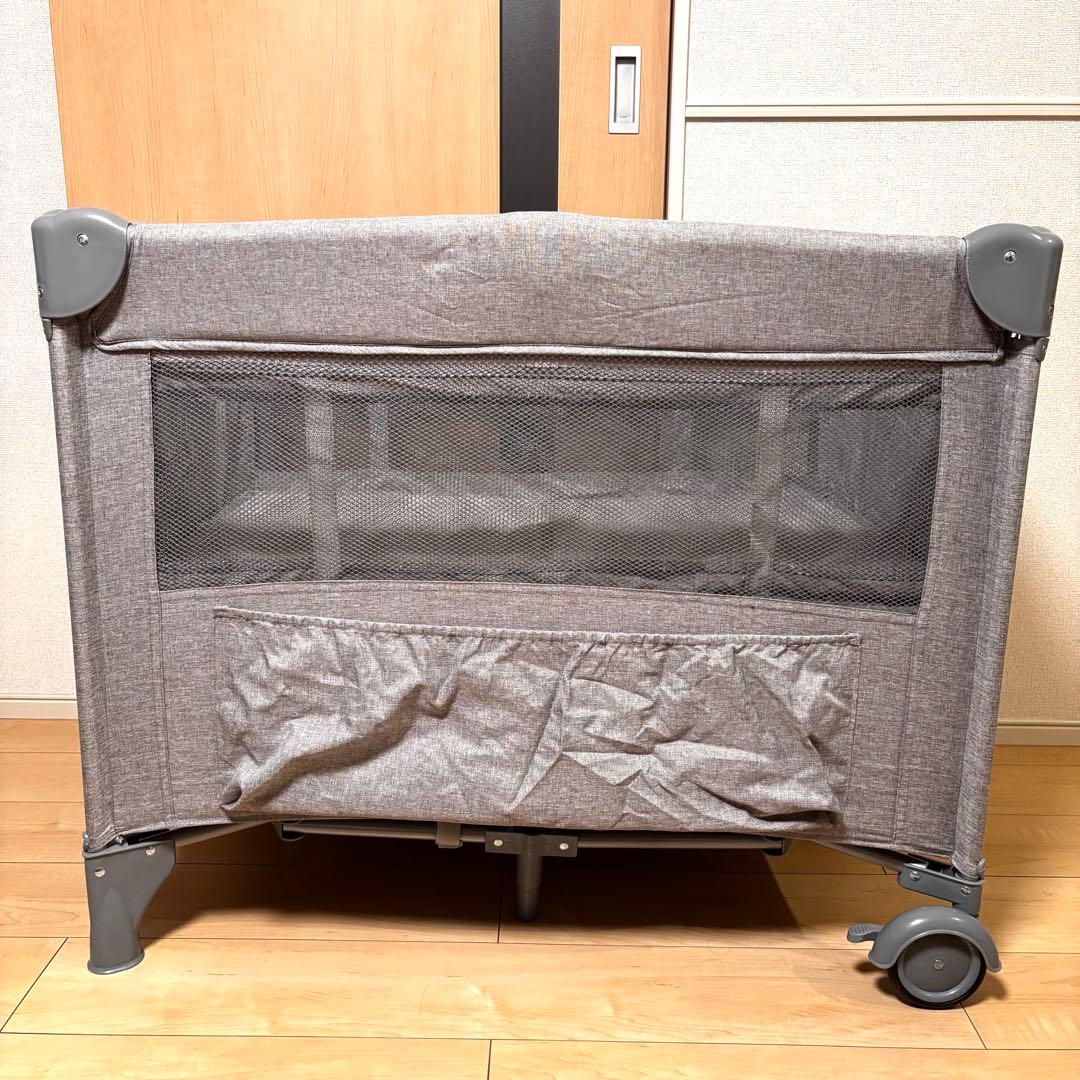 美品✨ プレイヤード ベビーベッド 折りたたみ ベビーサークル　グレー