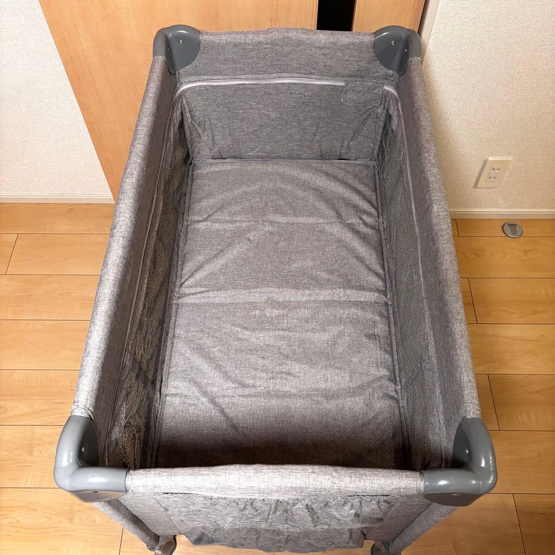 美品✨ プレイヤード ベビーベッド 折りたたみ ベビーサークル　グレー