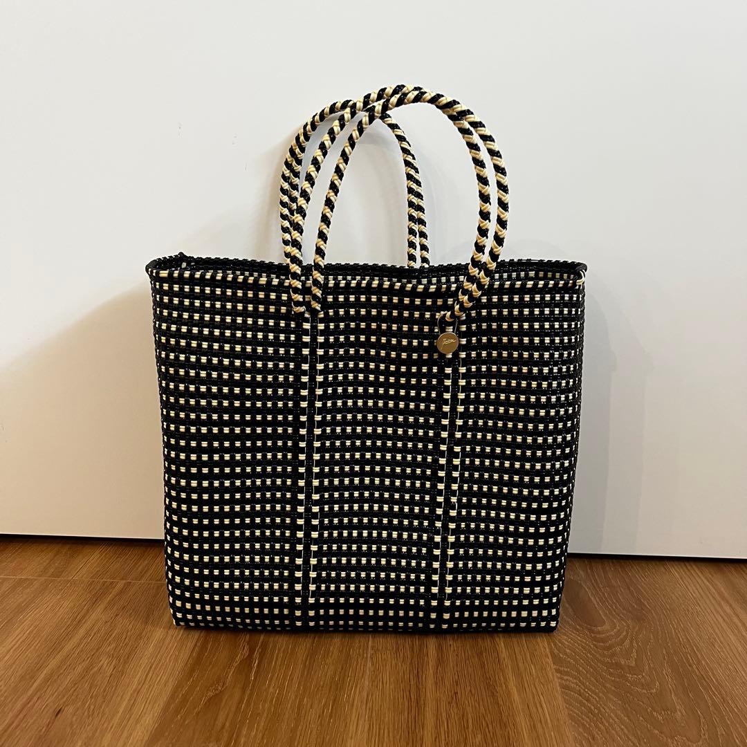 メルカドバッグ　レトラ　MINI CHECK ブラック　Mサイズ