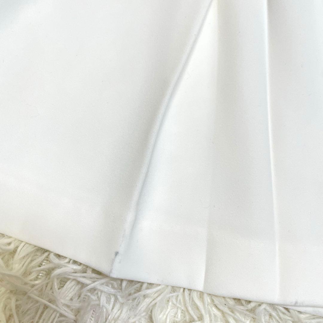 monet☆アニュアンス ダブルサテンノーカラーワンピース ホワイト 長袖