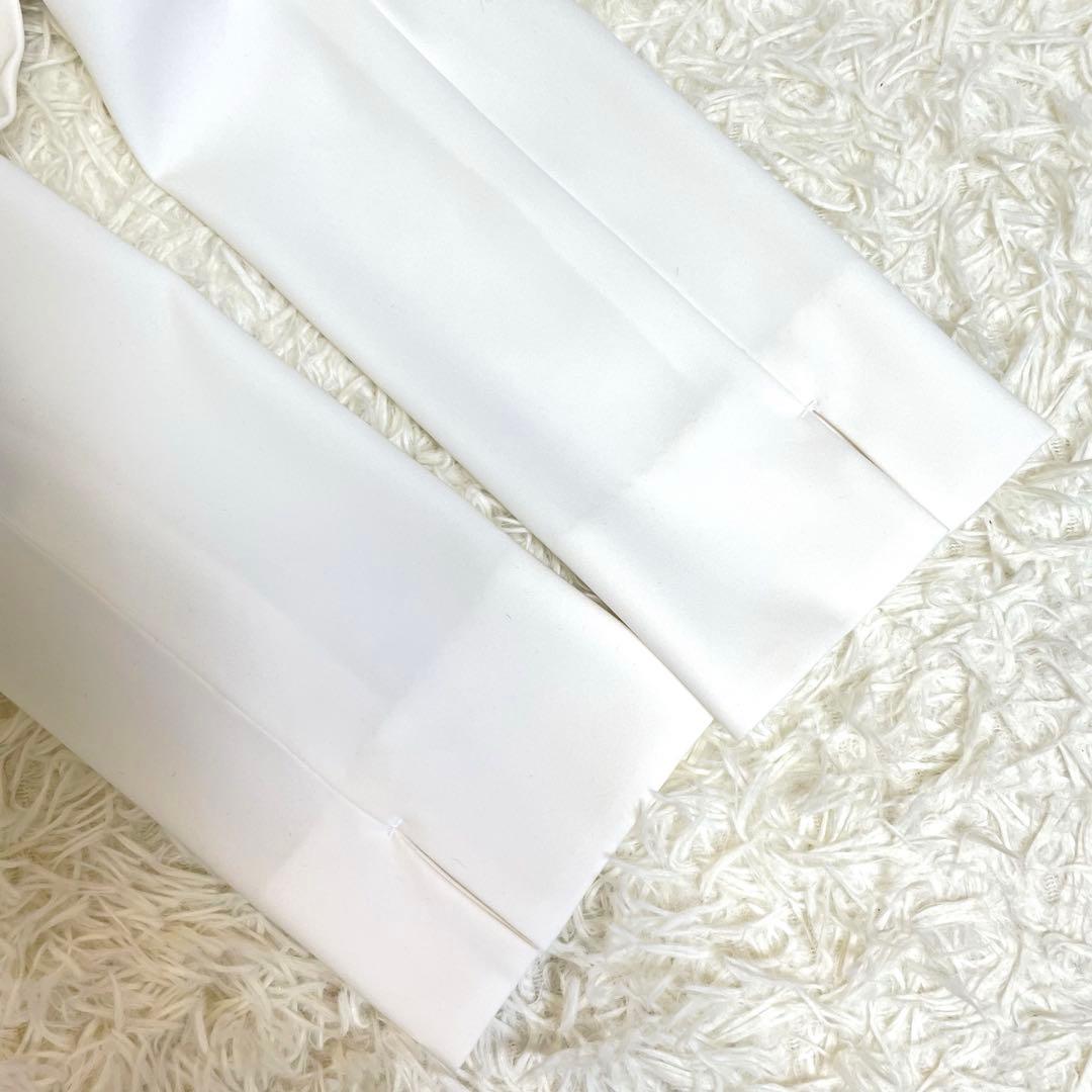 monet☆アニュアンス ダブルサテンノーカラーワンピース ホワイト 長袖