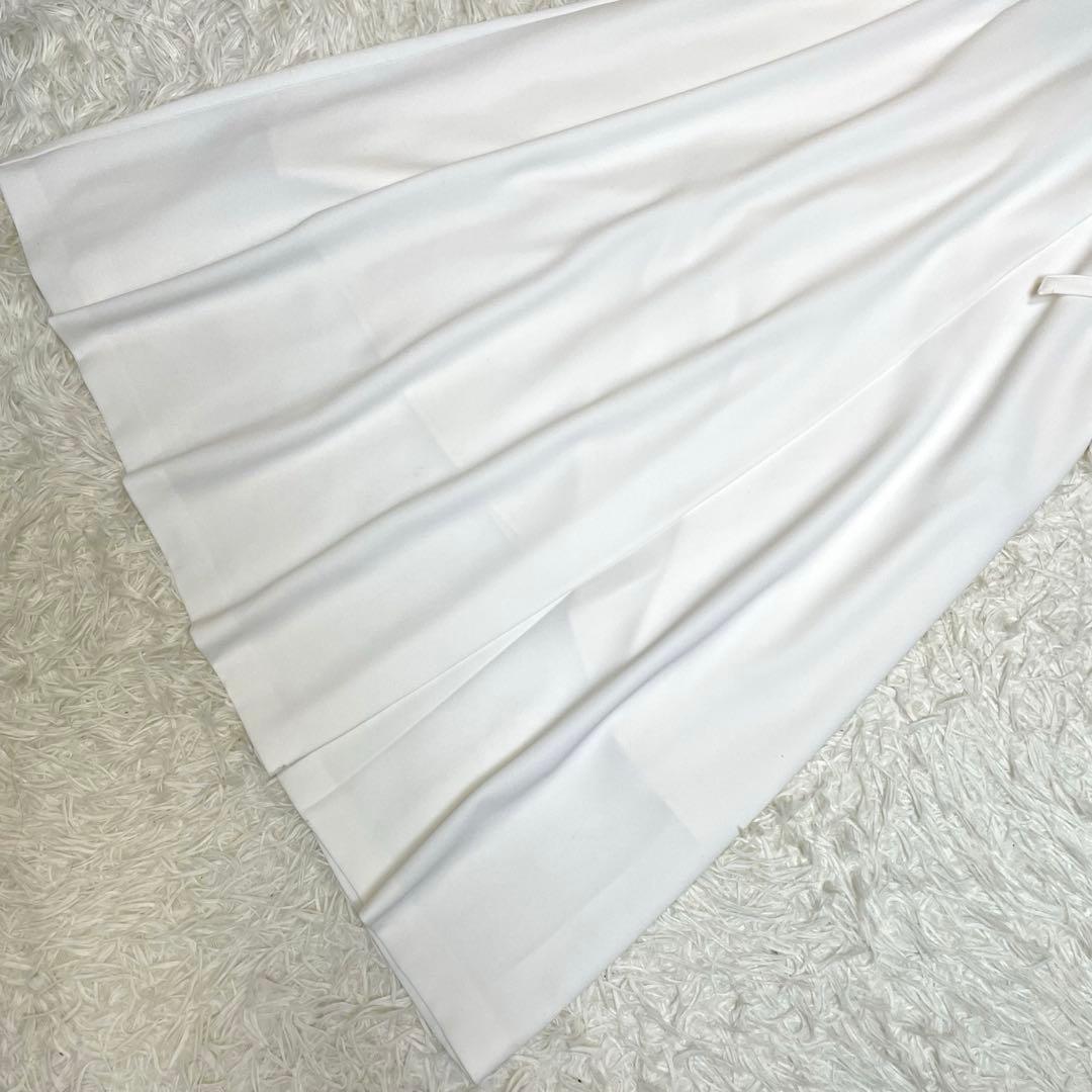 monet☆アニュアンス ダブルサテンノーカラーワンピース ホワイト 長袖