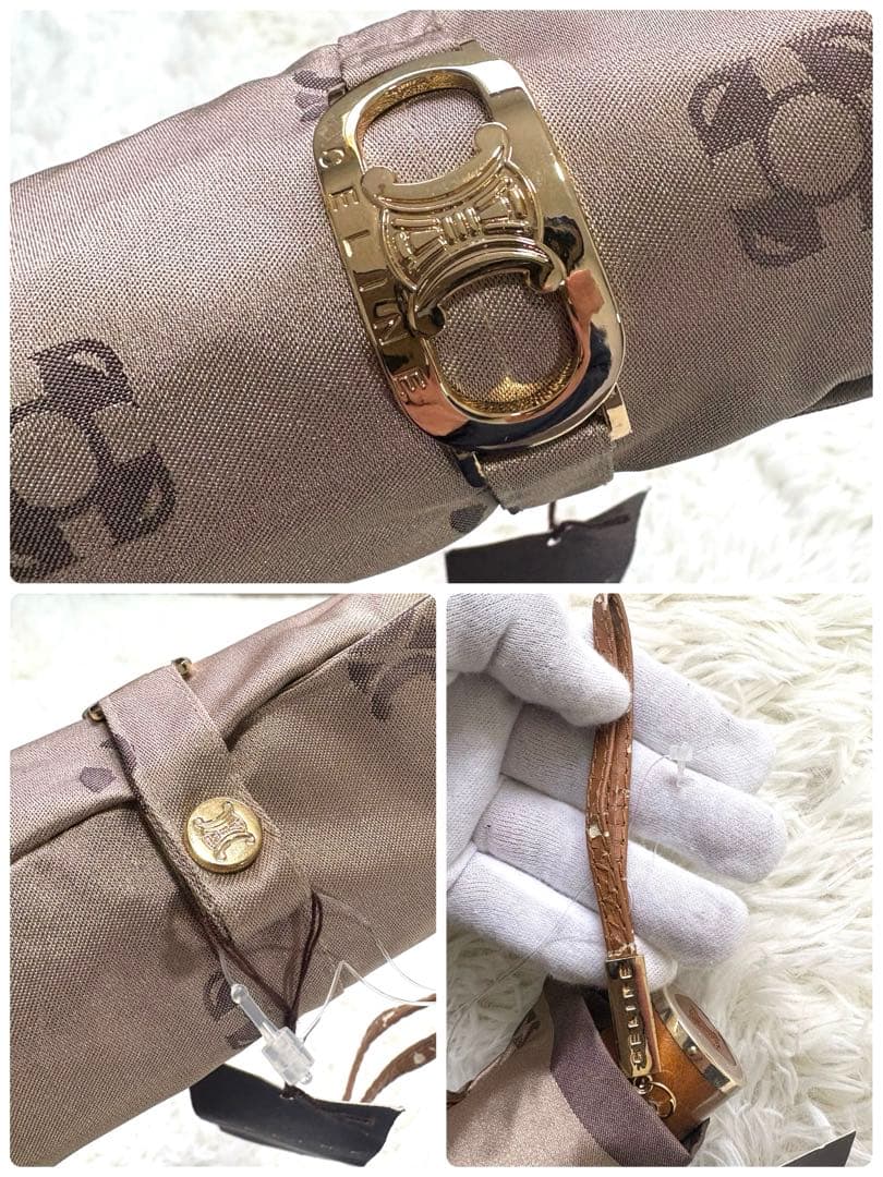 【未使用品級】CELINE セリーヌ　トリオンフ　ゴールド金具　折りたたみ傘