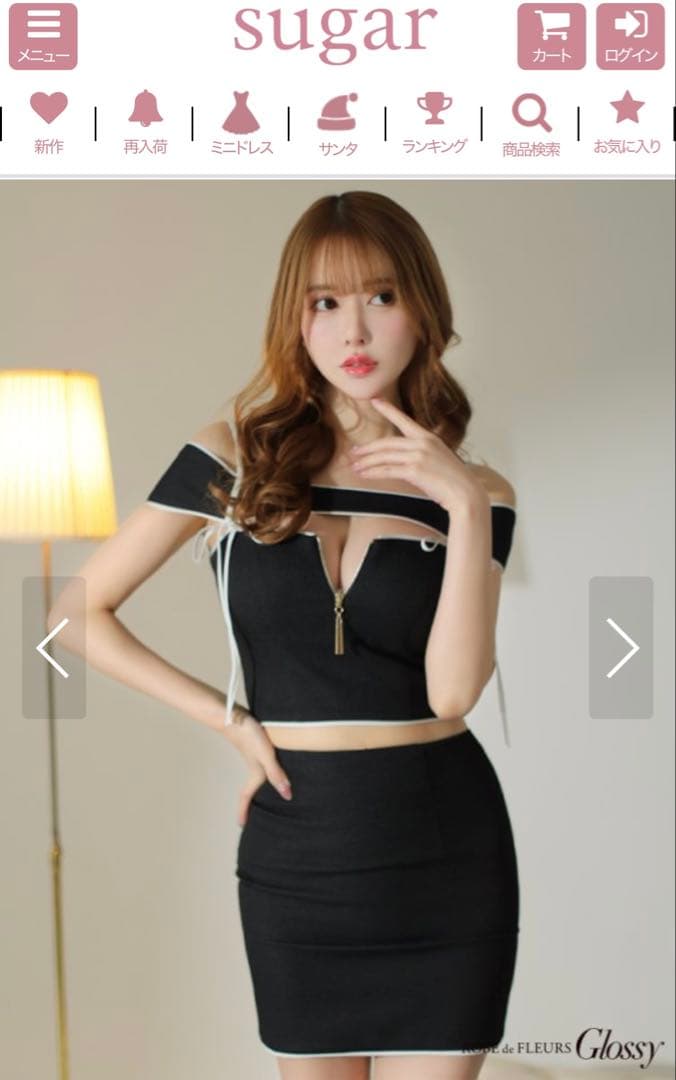 Robe de Fleurs オフショルダー ブラックミニドレス