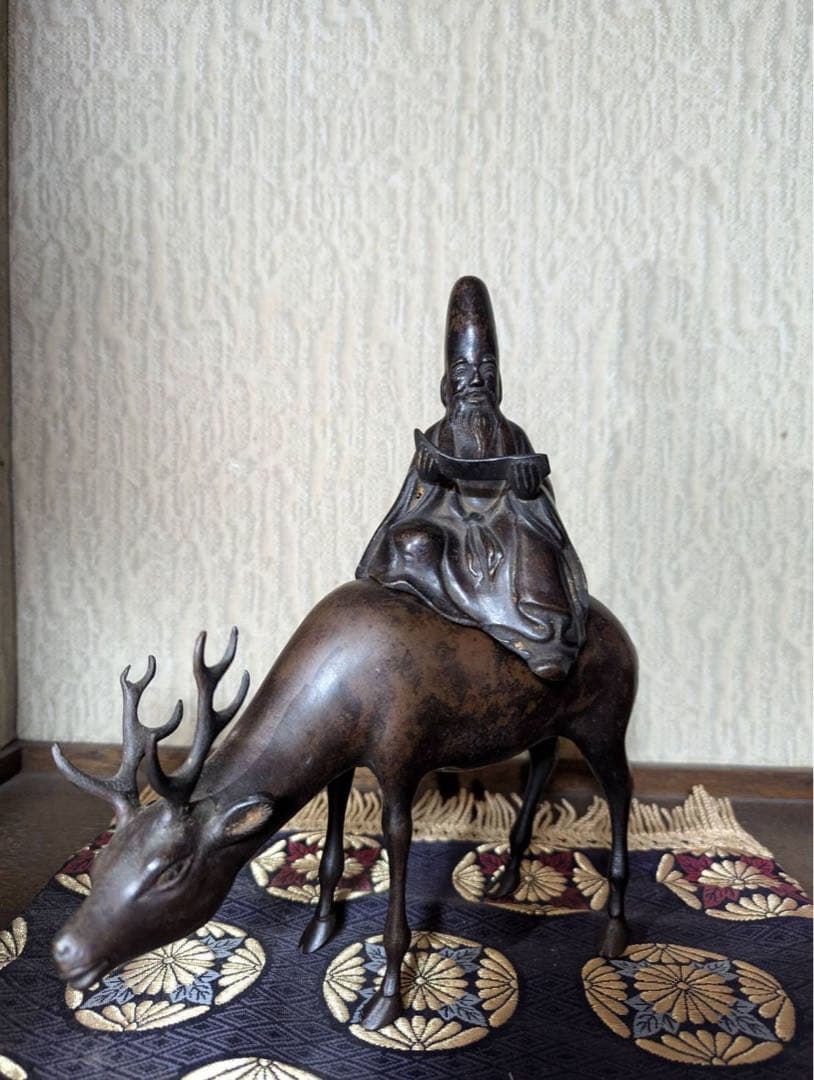 中国美術 唐物 古銅 高士騎鹿 のったり香炉 寿老人形香炉・寿星騎鹿香薫炉