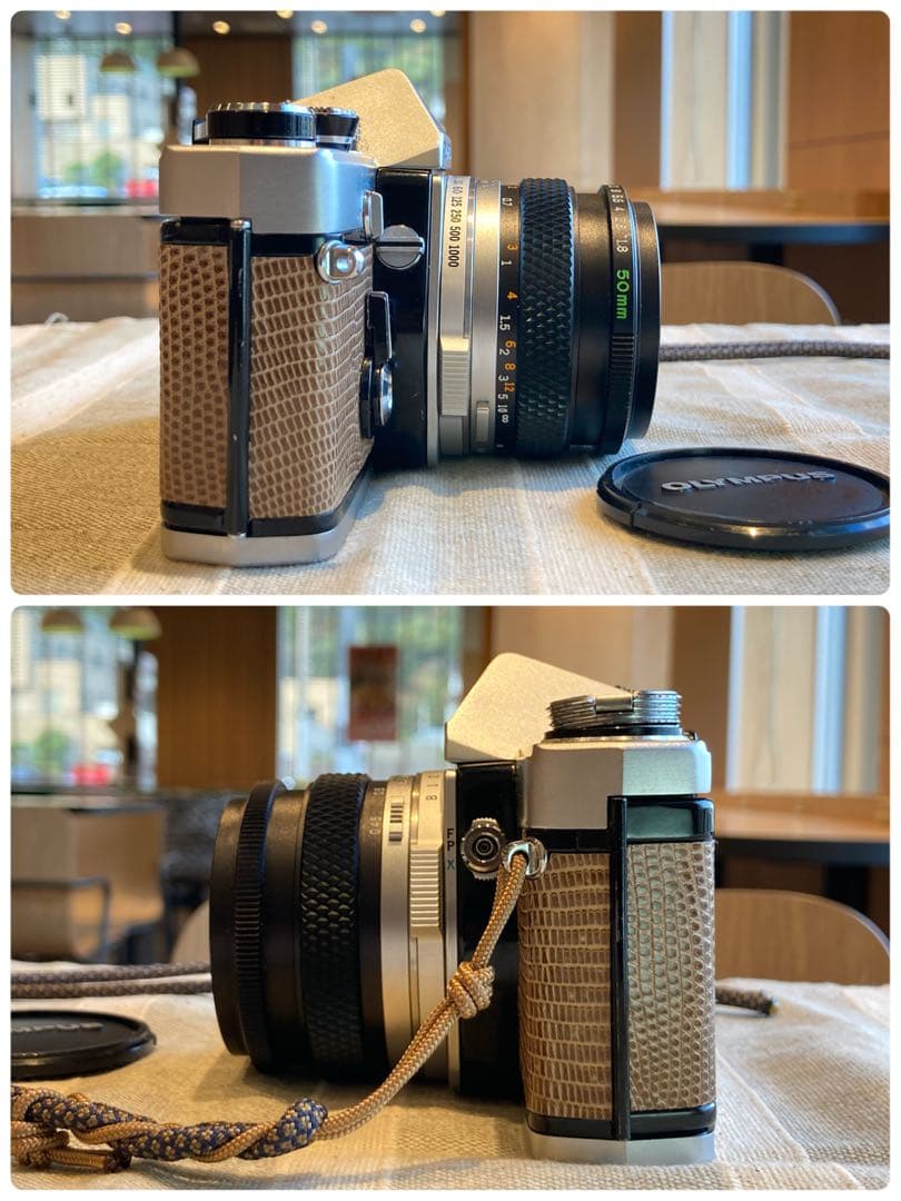 ★完動品＊美品＊初期保証付★OLYMPUS OM-1／f1.8レンズ★本革外装！