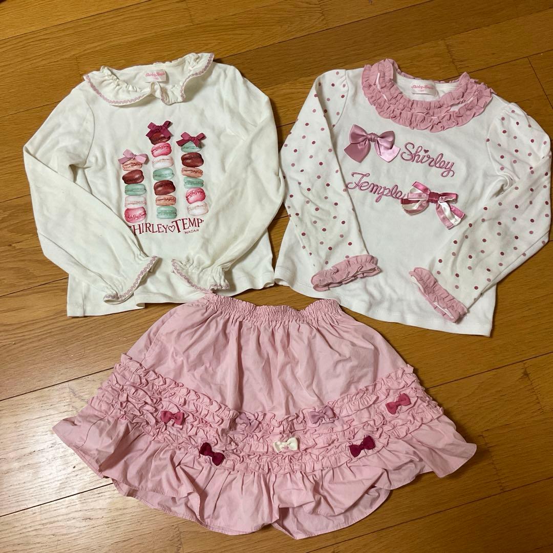 シャーリーテンプル　マカロン　リボン　Tシャツ スカートセット120 110