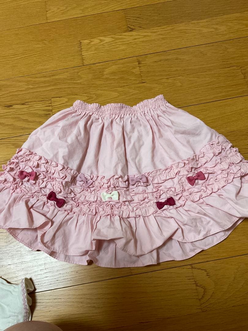 シャーリーテンプル　マカロン　リボン　Tシャツ スカートセット120 110