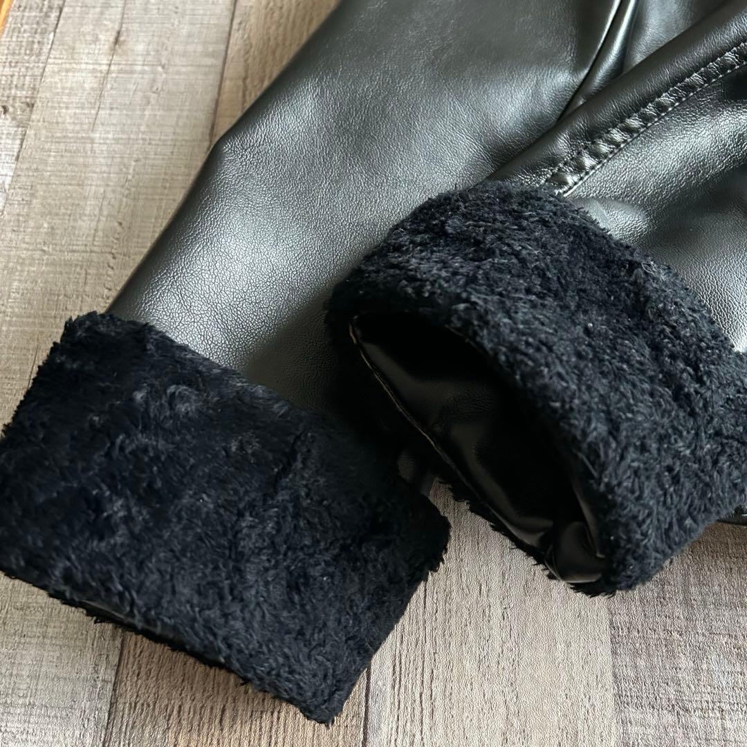 バーバリーブルーレーベル✿ボアジャケット 合成皮革 裏地ノバチェック 38 黒