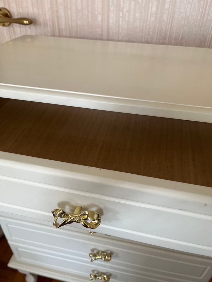 ホワイト5段チェスト リボン取っ手