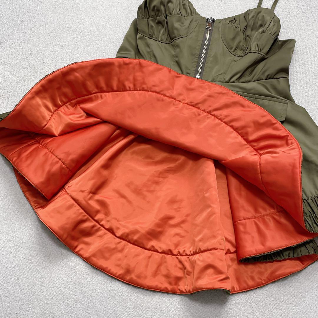 ポピー ミリタリーフレアチュニック F ハーフジップ キャミ レイヤード