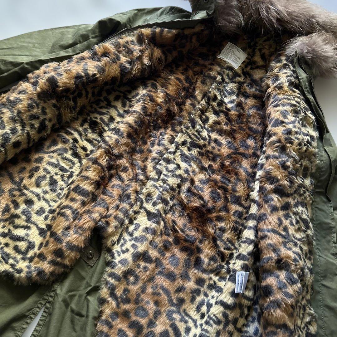 y2k 平成ギャル　豹柄　モッズコート　ラクーンファー　ビッグフード　未使用品