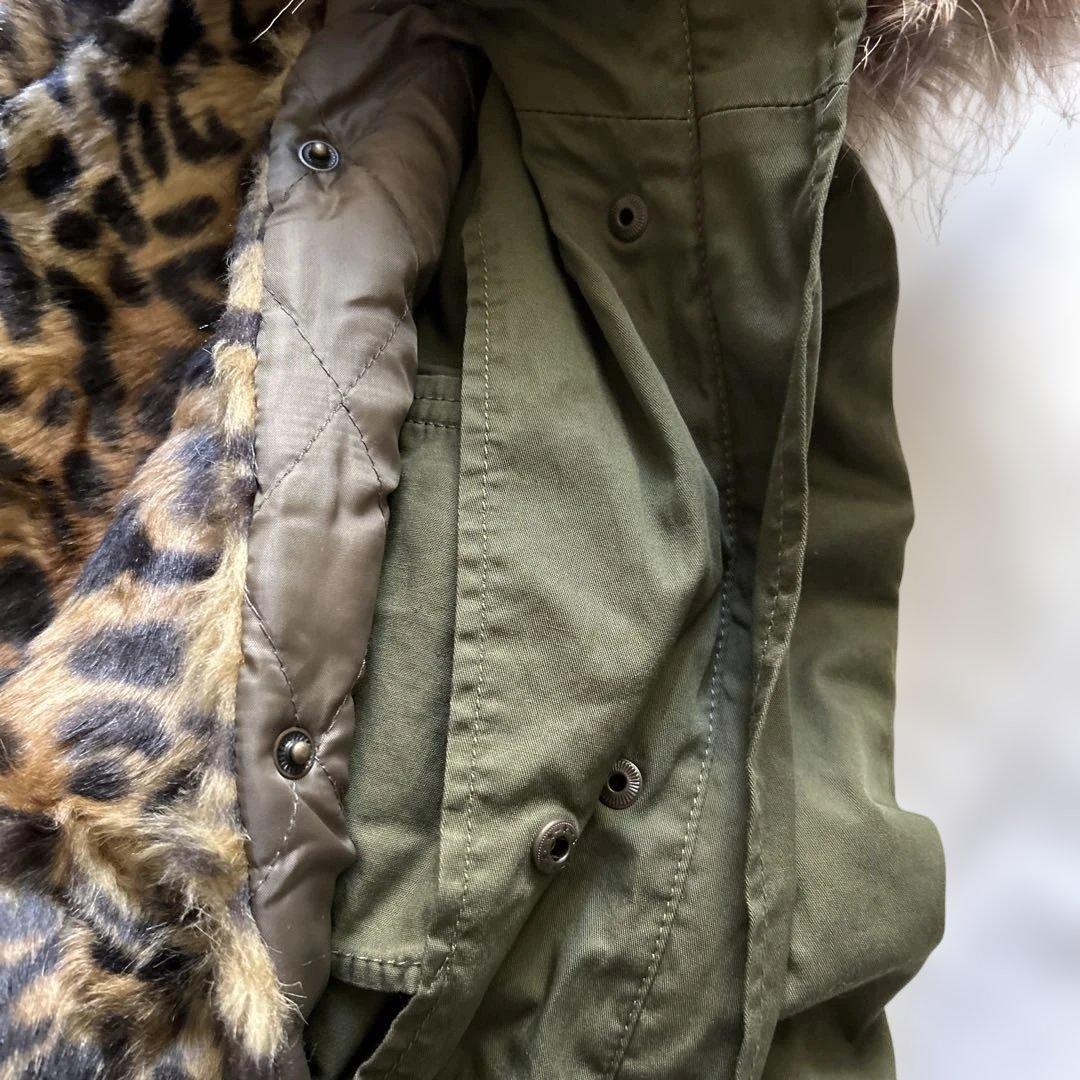 y2k 平成ギャル　豹柄　モッズコート　ラクーンファー　ビッグフード　未使用品