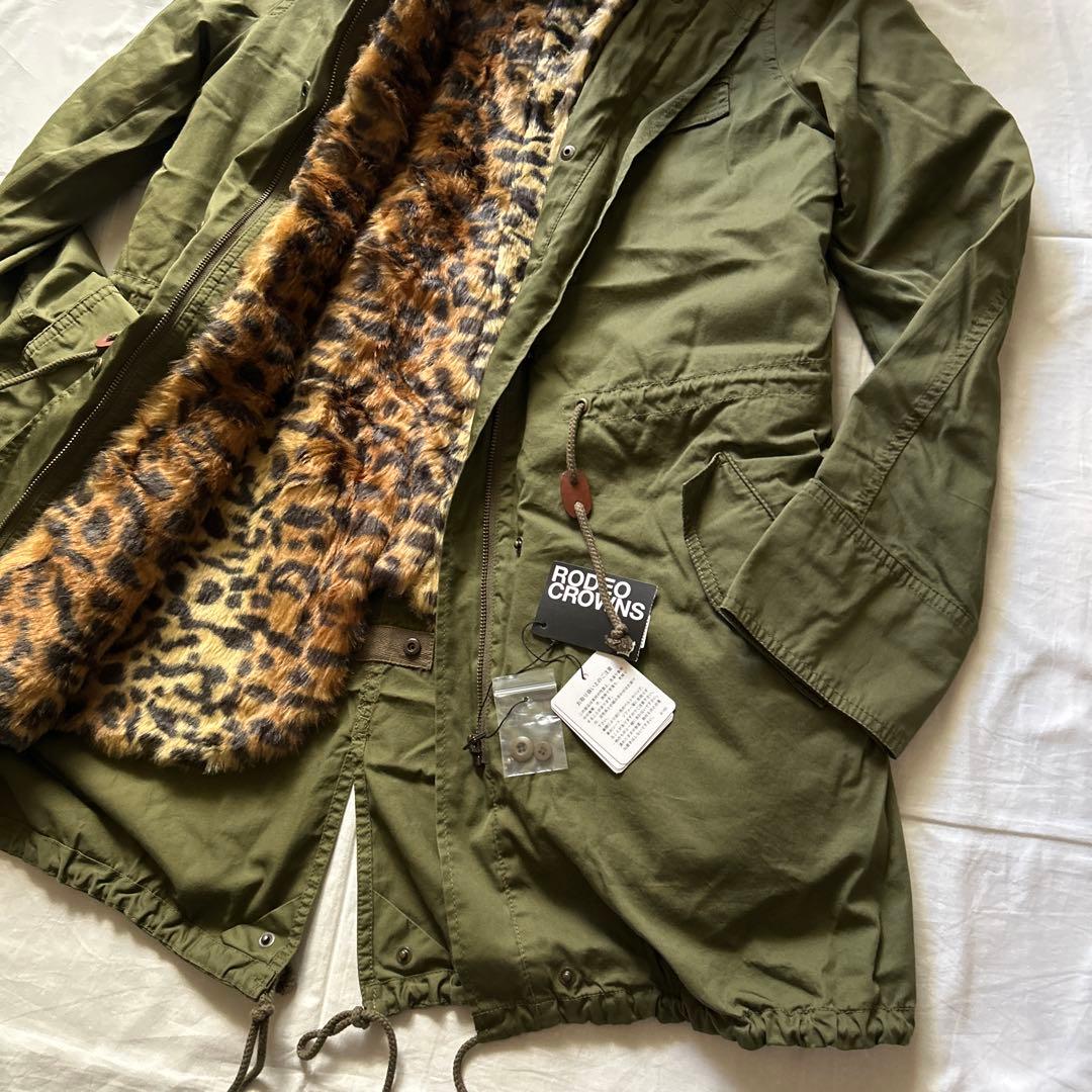 y2k 平成ギャル　豹柄　モッズコート　ラクーンファー　ビッグフード　未使用品