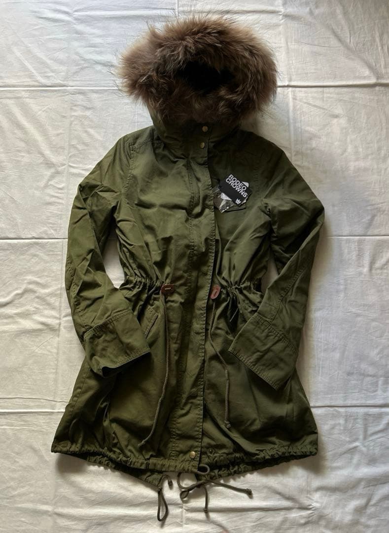 y2k 平成ギャル　豹柄　モッズコート　ラクーンファー　ビッグフード　未使用品