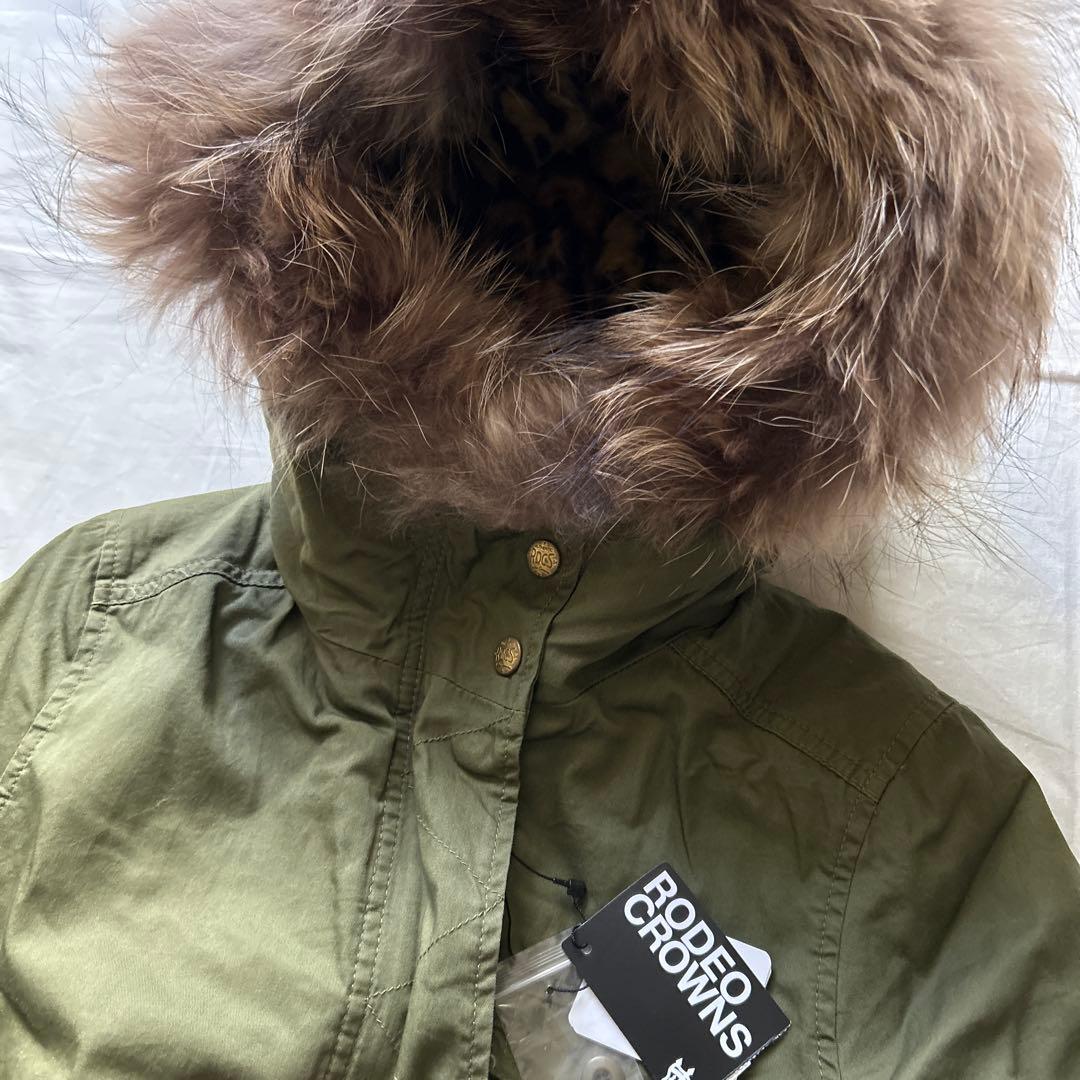 y2k 平成ギャル　豹柄　モッズコート　ラクーンファー　ビッグフード　未使用品