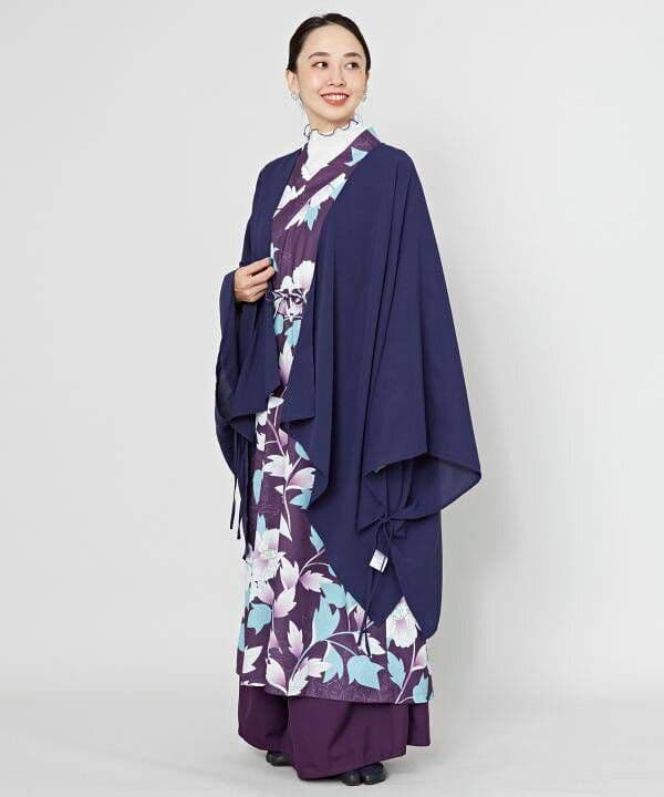 新品【カヤ】金鳳花　(きんぽうげ)　羽織付きワンピース　紫　着物