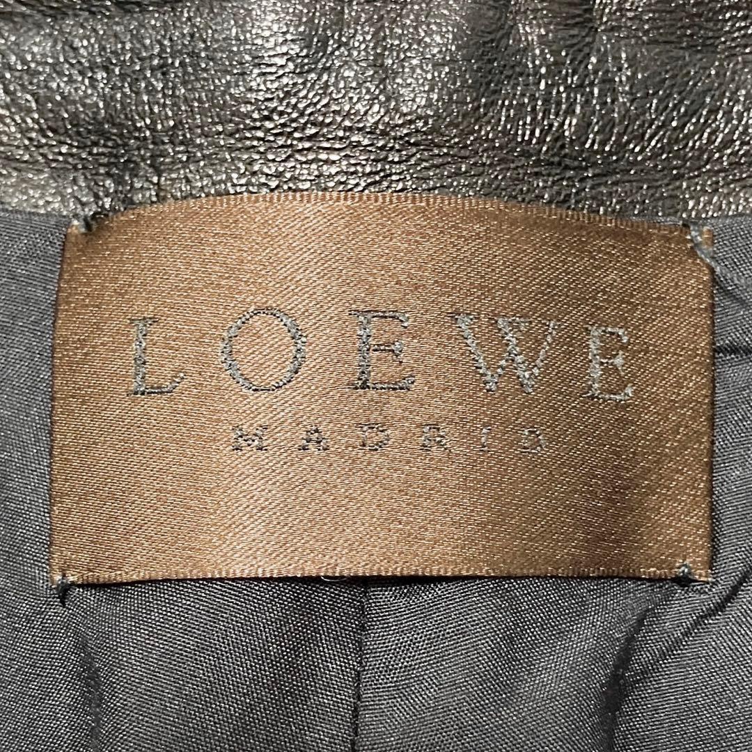 希少　高級皮　LOEWE レザーパンツ ストレート 本革 ナッパレザー