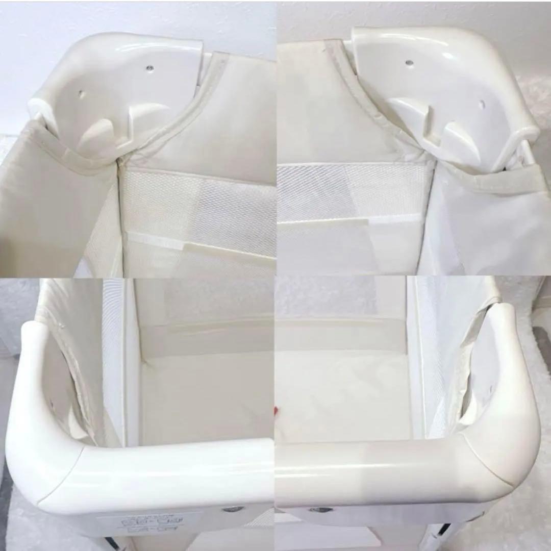 アップリカ ココネルエアー ベビー ベッド 折りたたみ ミルク ホワイト 白