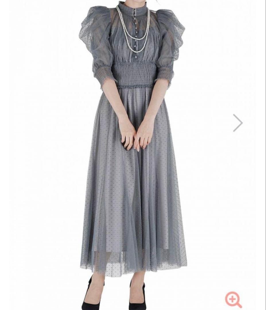 SNIDELスナイデル　ドット柄チュールドレス