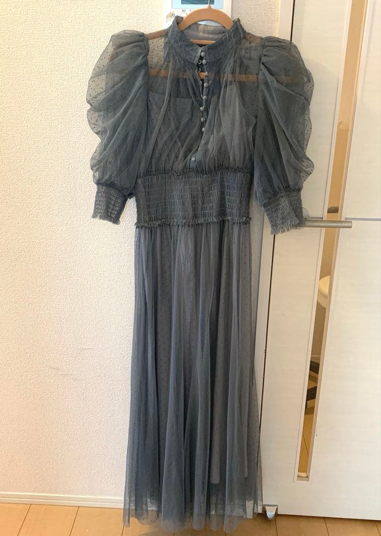 SNIDELスナイデル　ドット柄チュールドレス