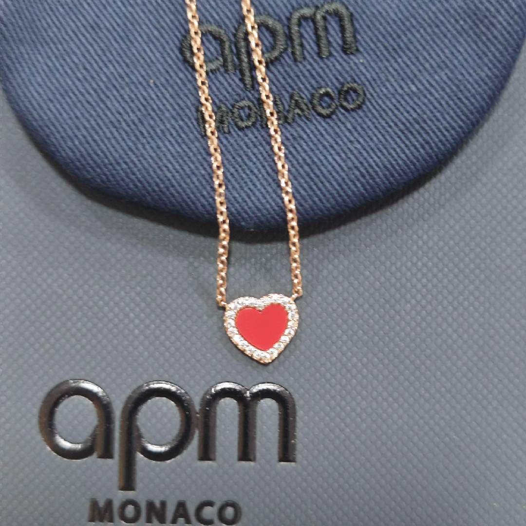 apm Monaco ローズゴールド ハート型ネックレス
