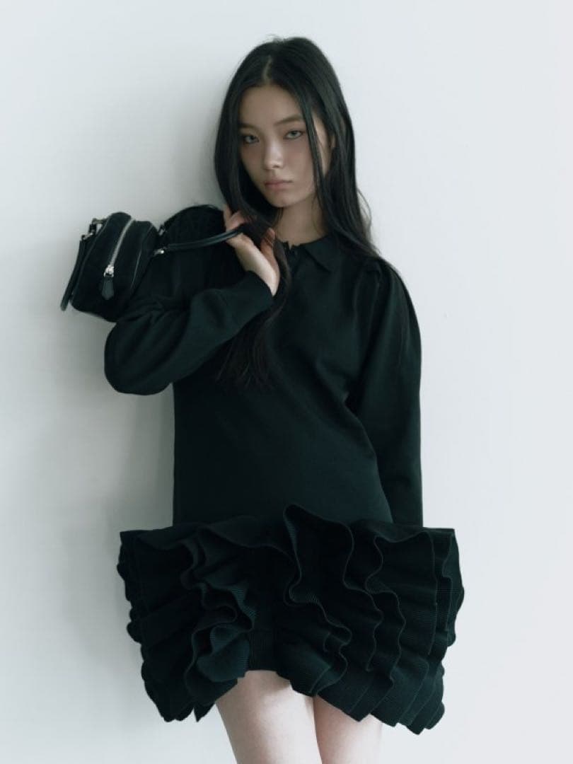 【新品/完売色】Ruffled-Hem Polo Dress [HIAND]