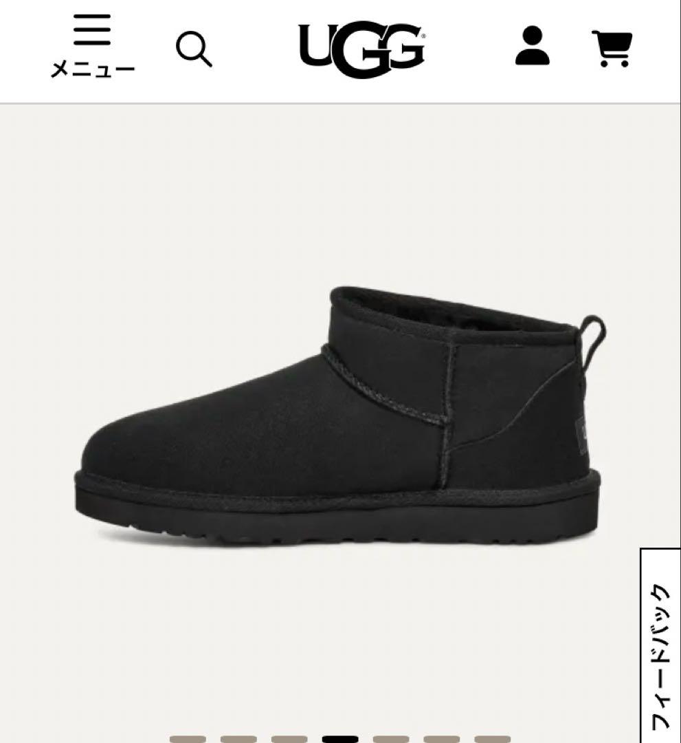 UGG クラシック ウルトラミニ ブラックムートンブーツ 25cm