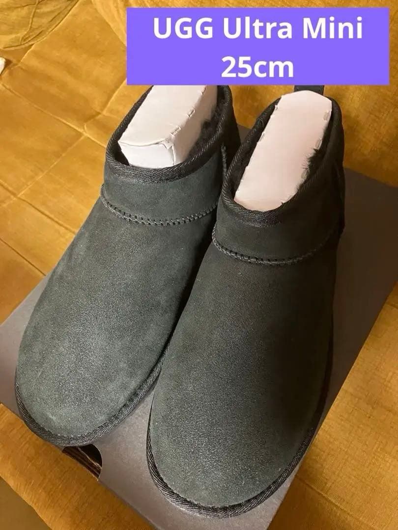 UGG クラシック ウルトラミニ ブラックムートンブーツ 25cm