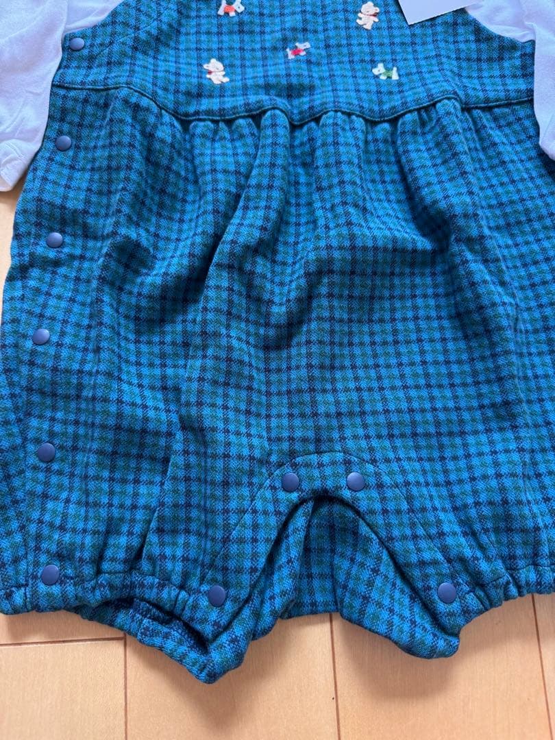 新品⭐︎ファミリアロンパース 70サイズ チェック柄刺繍