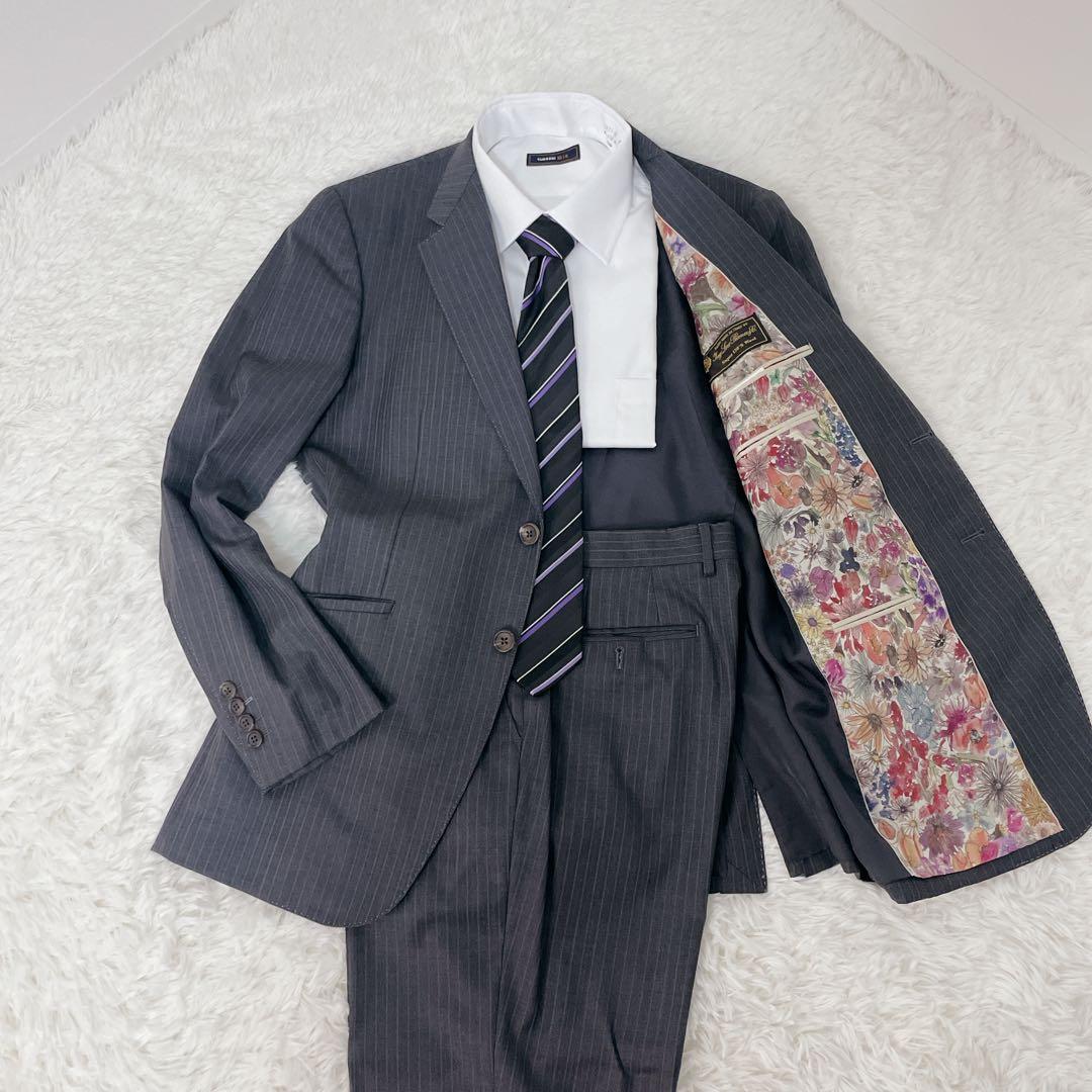 ポールスミス 高級ロロピアーナ 花柄 シルク　セットアップ 白ステッチ 総裏 L