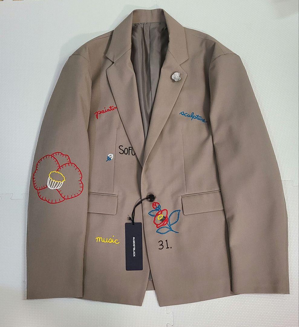 オールモストブラック ウール ジャケット ベージュ 2 ALMOSTBLACK